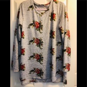 Floral rose sweat  style long shirt